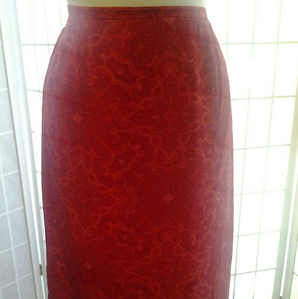 Red Silk Paisley Skirt